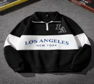 Switer rugby half zipper stripe